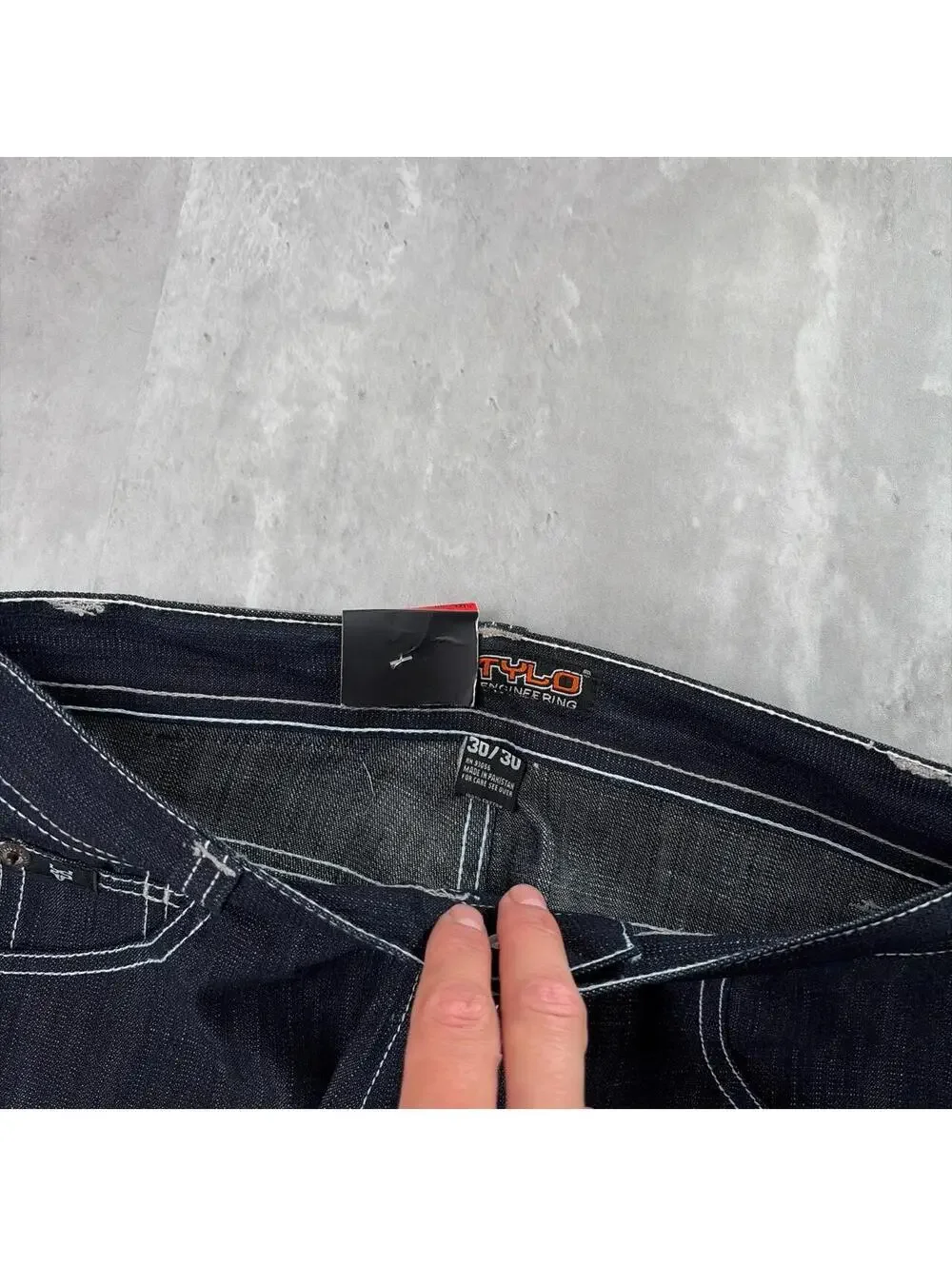 Y2K Dark Wash Stylo Grunge Gothic Deadstock Baggy Skater Denim Jeans